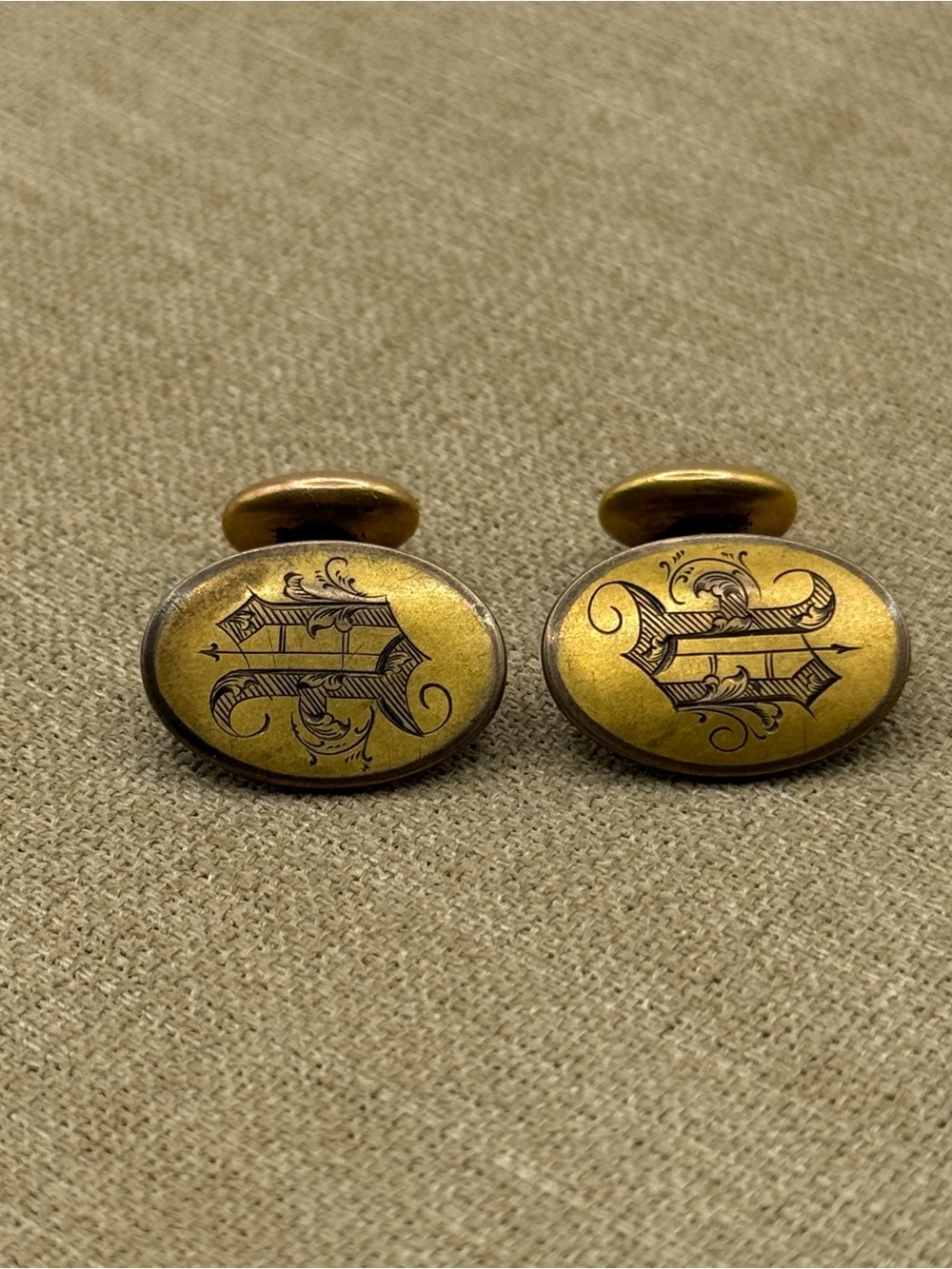 Gold-Tone Engraved Monogram Cufflinks - Men Accessories